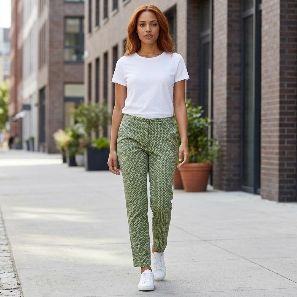 Marc O'Polo Torne Green Carelabel Inside Geometric Pants Women Size 36
